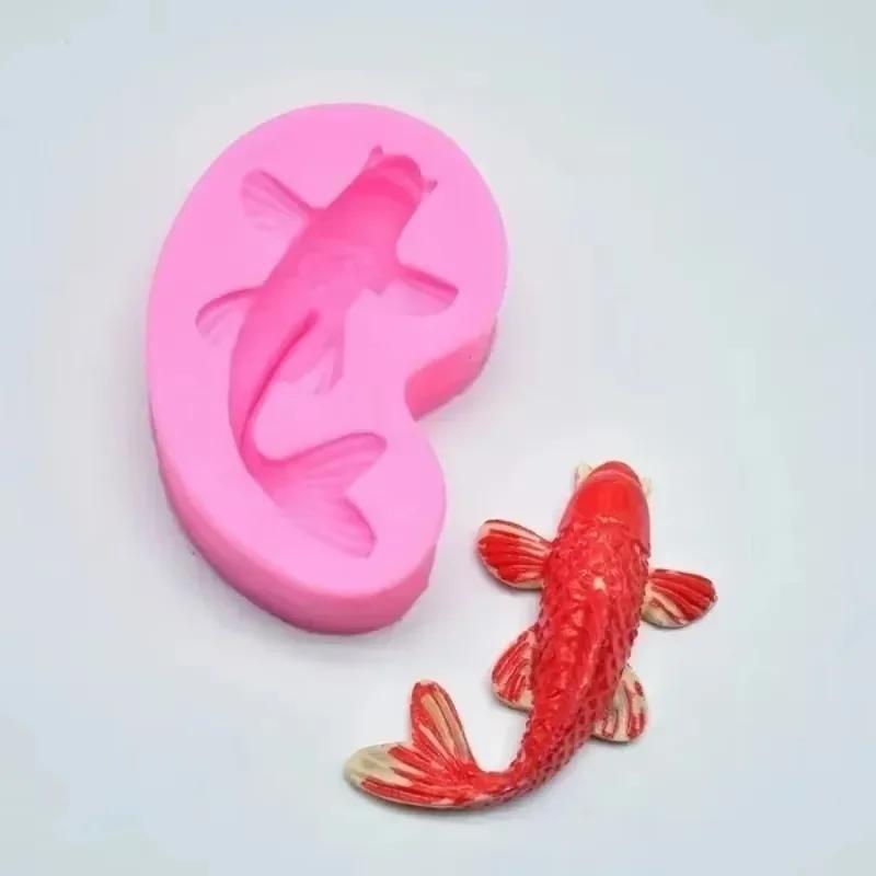 1 Pc 3D Animal Creative Lucky Koi Silicone Mold DIY Chocolate Candy Molds Kitchen Baking Cake Decoration Tool Candle Soap Mould