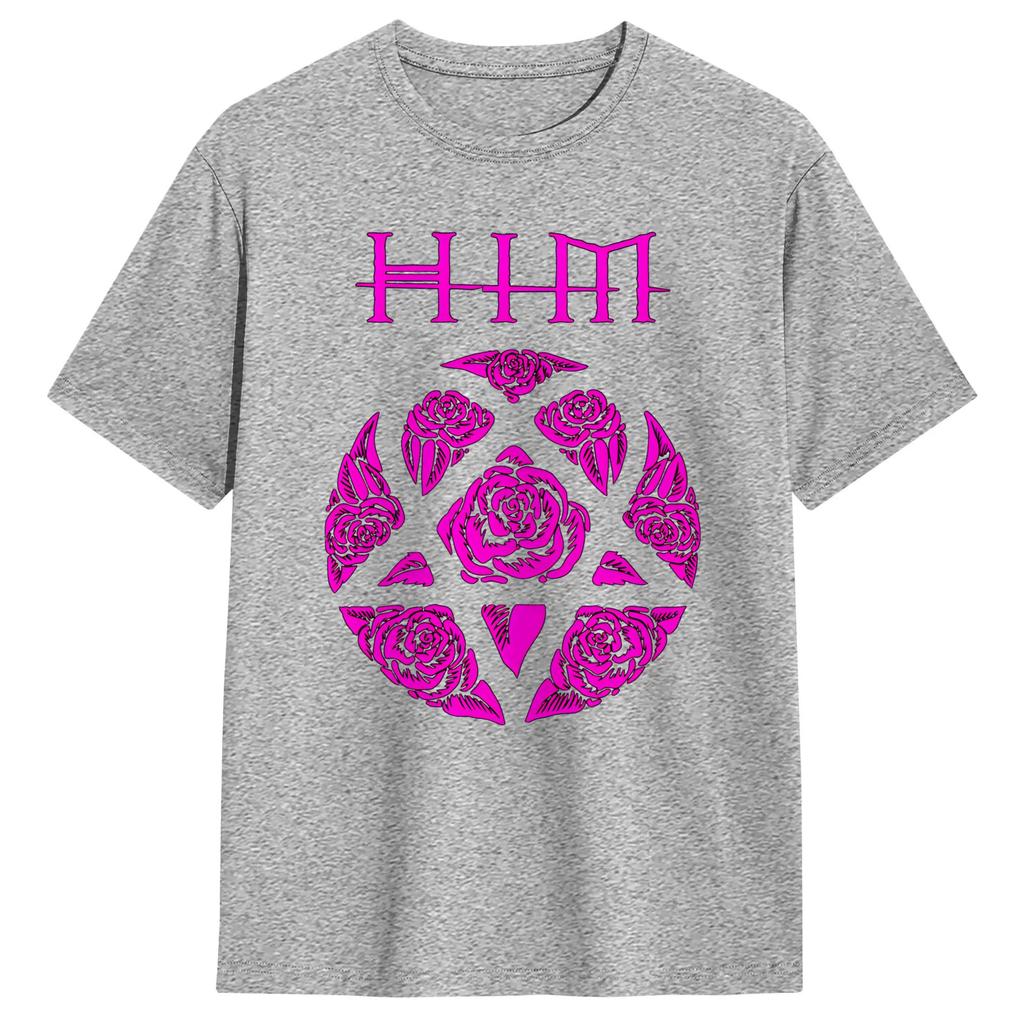 Unisexs TShirt Love Metal Band HIM Heartagram Vintage Cotton Tee Shirt Short Sleeve T Shirts Crewneck Clothing Plus Size