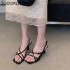 Fashion SUOJIALUN 2025 Summer New Brand Women Sandal Fashion Narrow Band Ladies Elegnat Gladiator Shoes Thin High Heel Dress Pumps Shoes