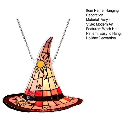 Halloween Witch Hat Hanging Decoration Stained Glass 2D Flat Acrylic