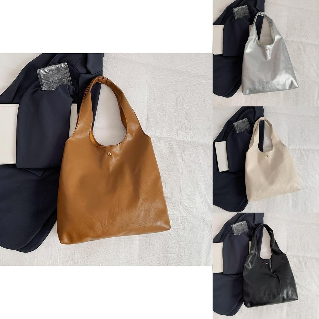 Fashionable Large Capacity Pu Tote Bag For Women Stylish Commuter Handbag In Black Silver White And Brown