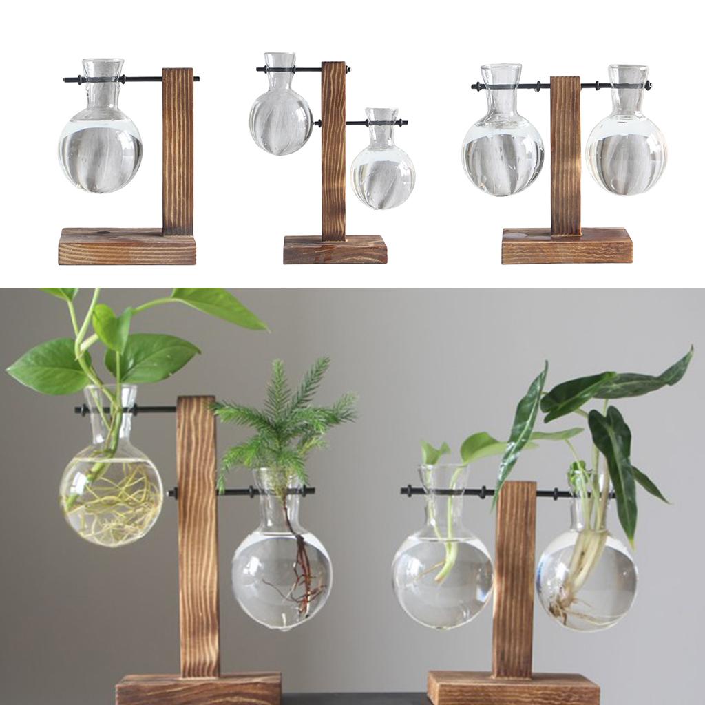 Test Tube Vase with Stand Hydroponic Flower Bud Vase Glass Terrarium Decorative Vase Plants for Home Office Decor