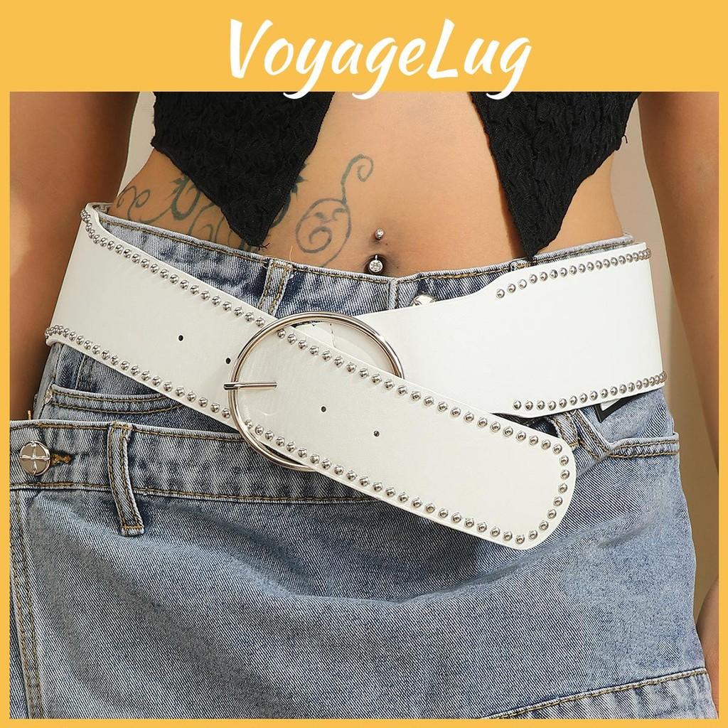 Leather Faux Belt With Rivet Decor And Metal Pin Closure For Trendy Outfits