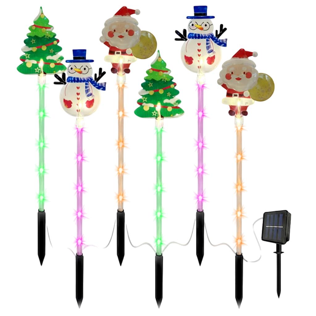 6-Pack Christmas Pathway Lights Solar Christmas Garden Stake Lights Outdoor Yard Lights for Xmas Decorations Outdoor Yard Patio