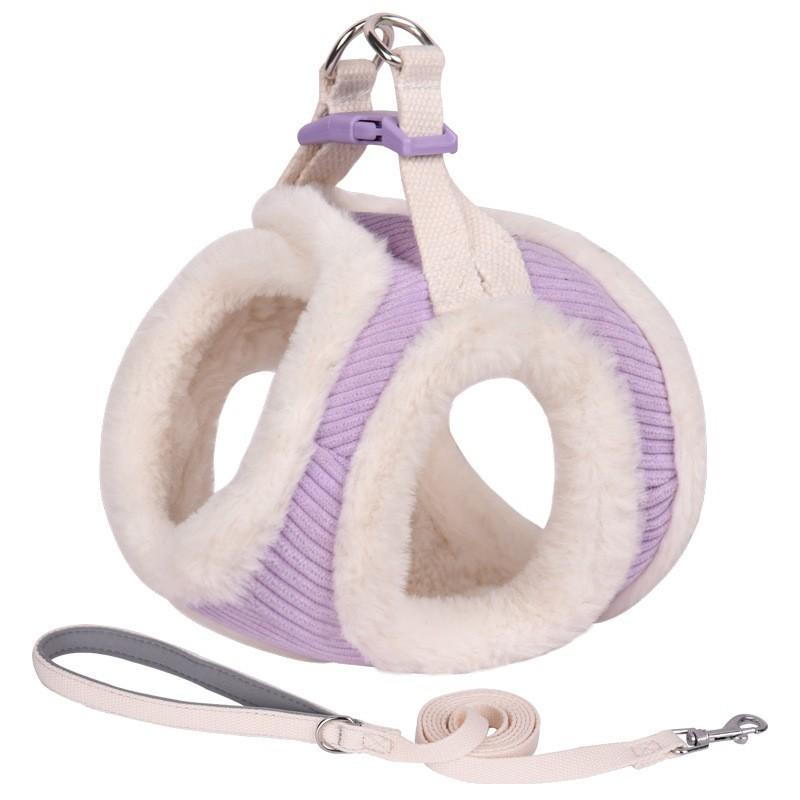 Autumn and Winter New Plush Dog Walking Leash Pet Chest Harness Vest Style Adjustable Small and Medium-sized Anti Slip Pet