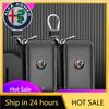 Car Stickers For Alfa Romeo for  Leather Emblem Car Key Case Keychain Zipper Key Case Bag For Alfa Romeo 147 159 156 Giulietta G