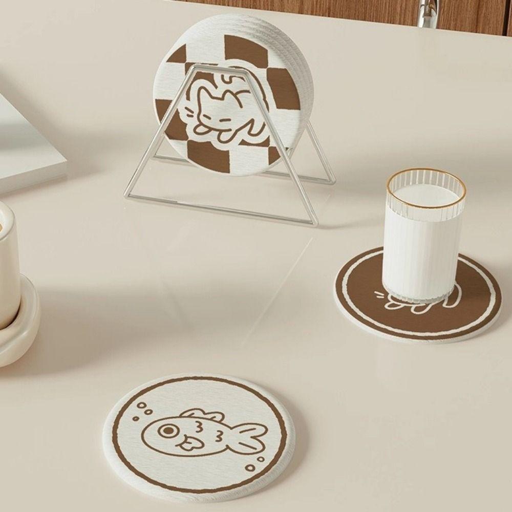 Non-slip Diatom Mud Coaster Round Insulation Pad Cute Cup Mat Coffee Mug