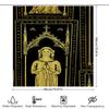 Vintage Gothic Bathroom Shower Curtain Medieval Religious Illustration With Figure In Prayer Pose (Black Gold)