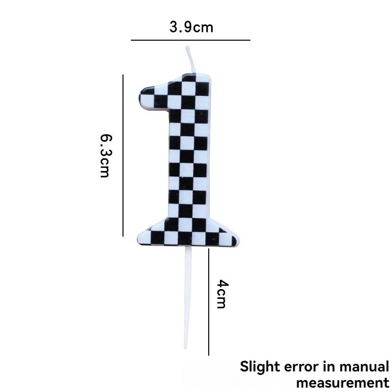 1pcsBirthday Candle Number Checkered Candle Birthday Party Decoration Cake Topper for Racing Car Party Decoration Theme Party