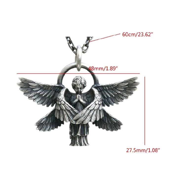 Seraphim Pray Pendant Long Chain Neck for Men Women Jewelry Anniversary Gift