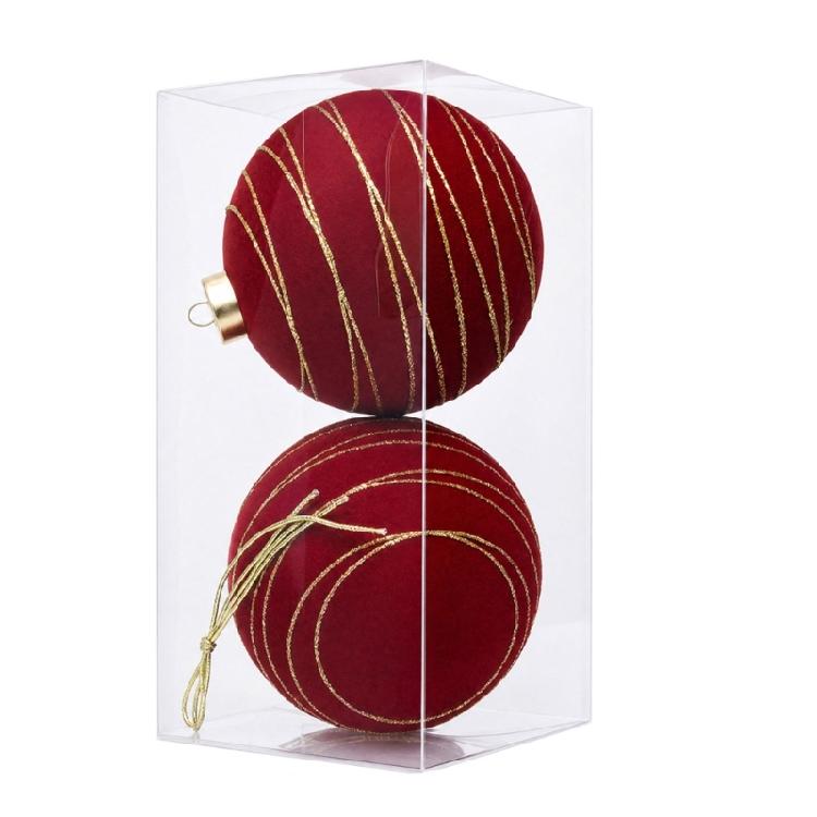2Pcs Christmas Baubles Ornament Sparkling Velvety Sphere Decoration For Christmas Tree Wreath Mantels Window Display