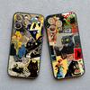 Kreative freche schwarze Katze Illustration Collage Handyhülle für iPhone 13 12 Mini 11 Pro Max 15 16 14 Pro Max Plus XR X XS Hüllen