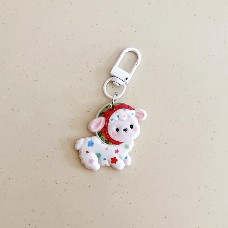 Cute Resin Sheep Keychain Animal Cartoon Funny Lamb Key Ring Creative Charm Bag Pendant Backpack Decoration