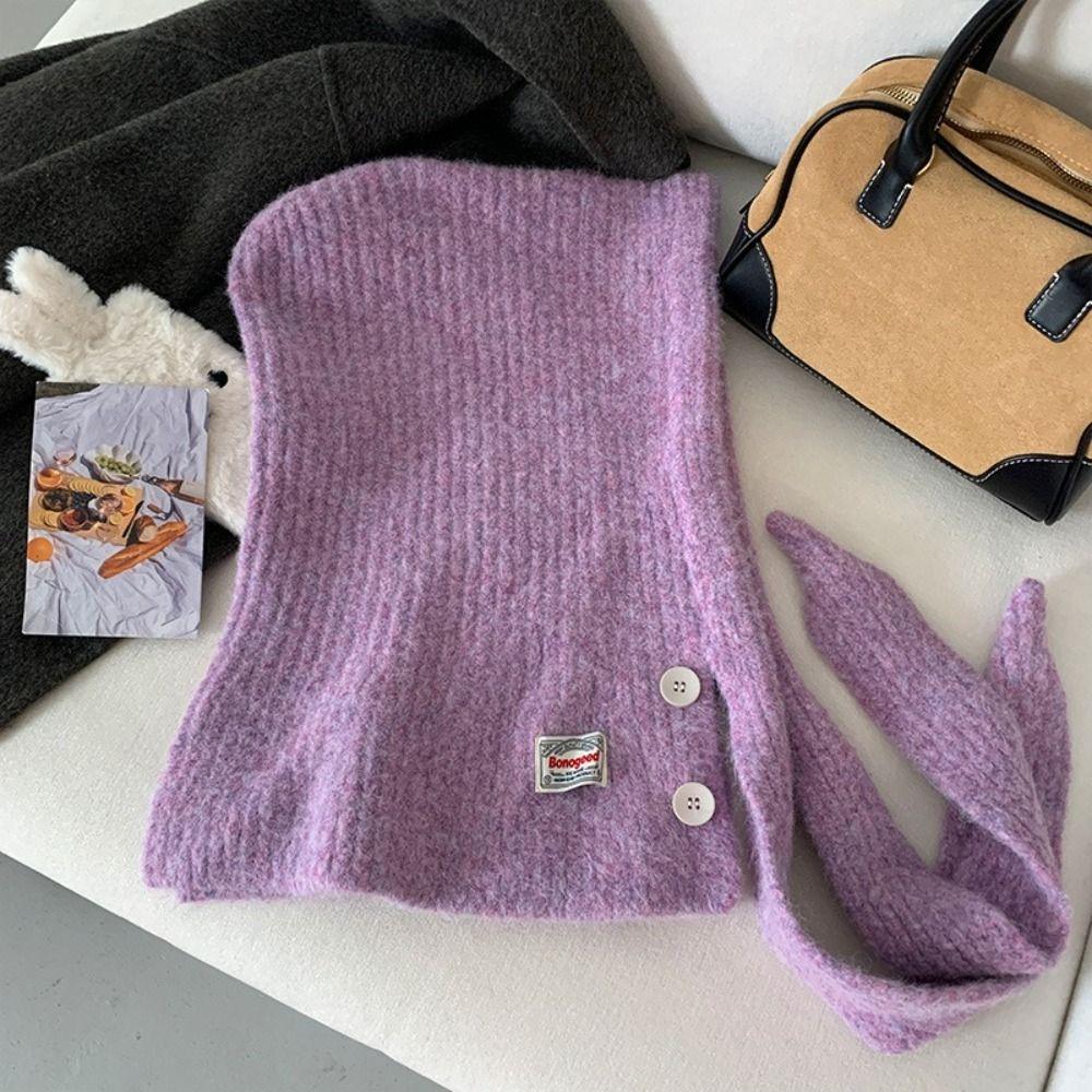 Woolen Material Woolen Knitted Balaclava Ear Protection Neck Protection Knitted Beanie Hat 2 In 1 Design