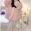 Women's Winter Korean Style Buckle Coat Cotton Padded Jacket with Fleece Lining