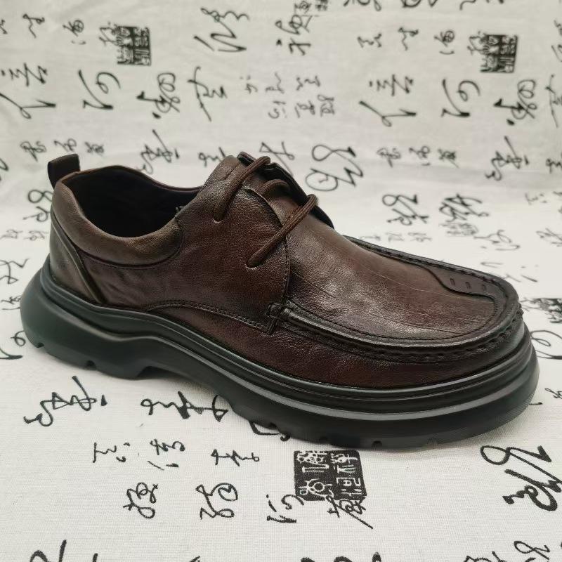 

Высококачественные осенние деловые кожаные туфли на легкой подошве, мужские, из коровьей кожи, с круглым носком, трендовые, модные, повседневные мужские кожаные туфли 44 светло-коричневого