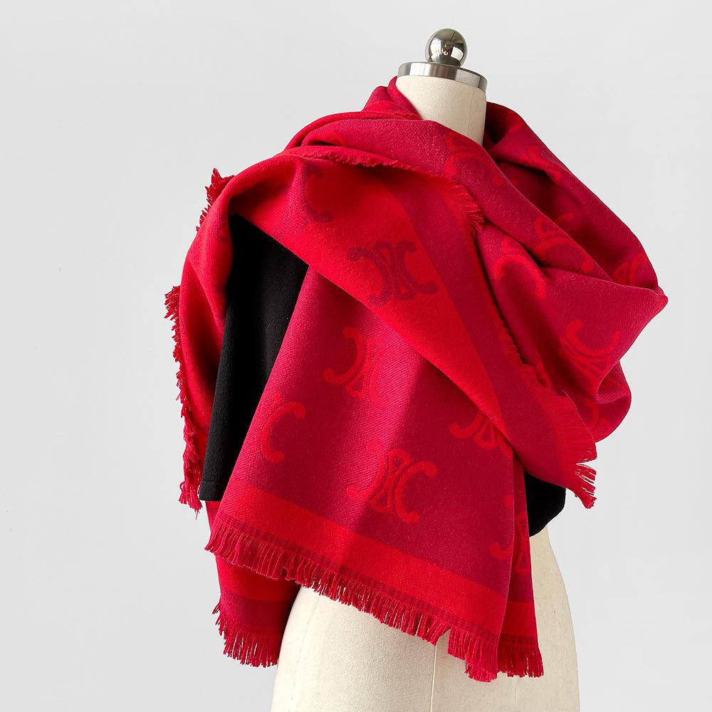 

Бабушка Сян шарф осень и зима имитация кашемира высококачественная шаль с буквенным двойным принтом шарф элегантная шаль знаменитости 192*64cm