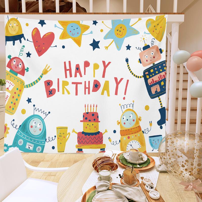 Birthday Party Decoration Tapestry Photo Background Cloth Ins Hanging Cloth Children's Meeting Scene Arrangement Background Wall Photo