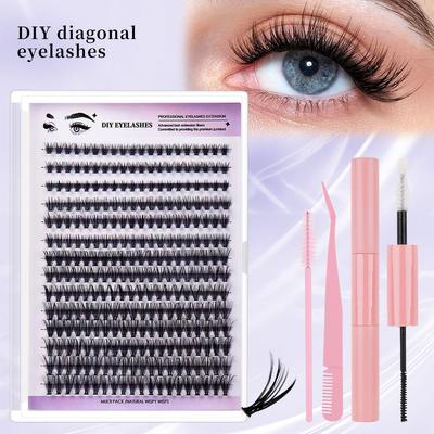 280 trsů Objemné D-křivky DIY segmentové umělé řasy, se sadou nástrojů