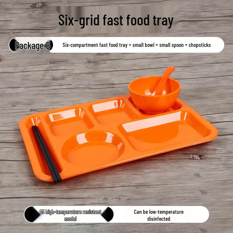 Six-Compartment Melamine Lunch Tray