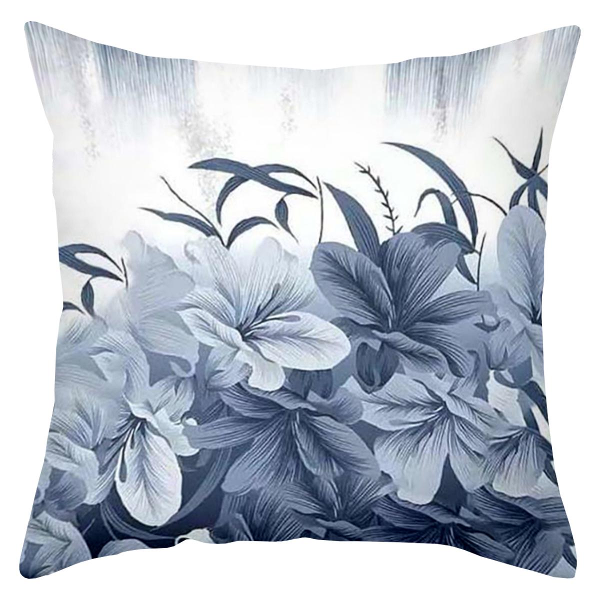 

1 pieces -2D flat printing Blue and White Floral Patterned Decorative Throw Pillows Polyester pillowcase, sofa cushion cov 45x45cm