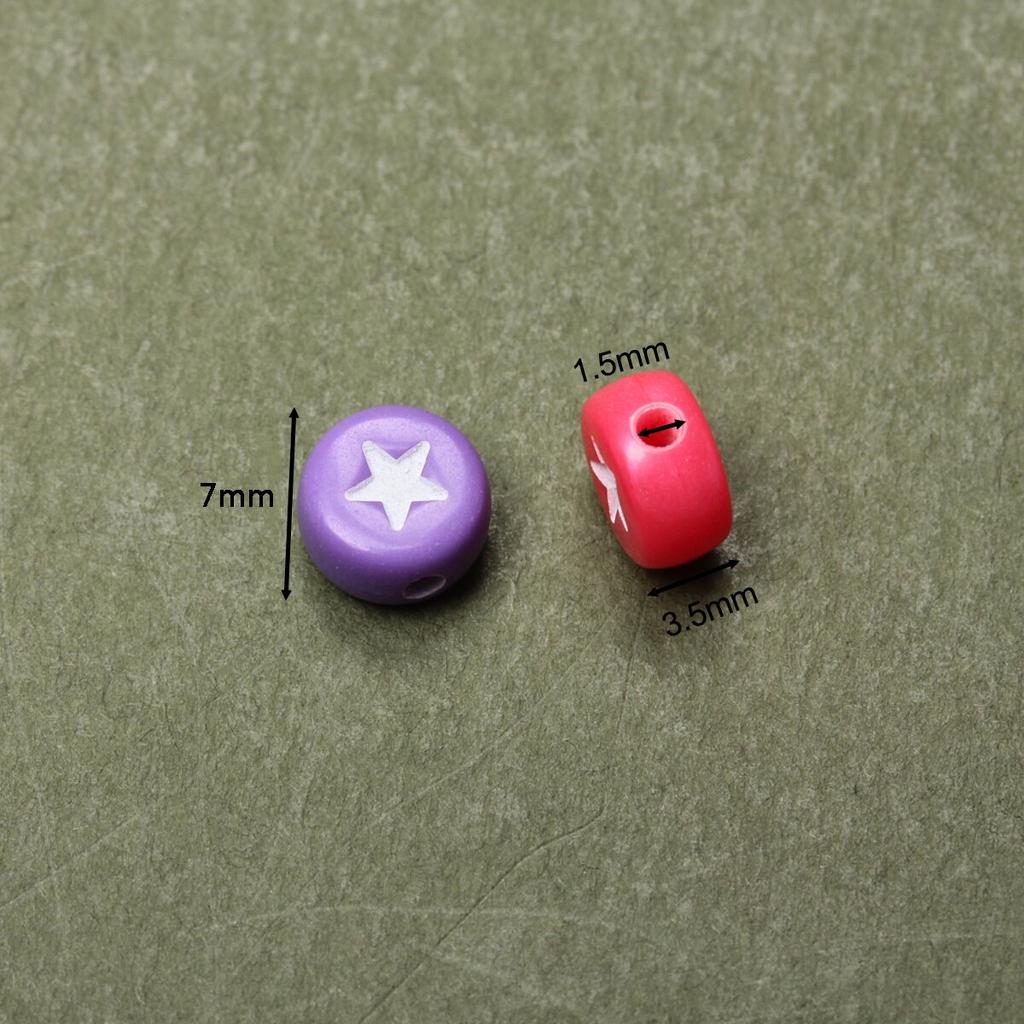 100 Stück 7mm Liebliches Sternmuster Mode Flache Runde Acryl Lose Perlen Für DIY Handgemachtes Armband Halskette Schmuck Perlenzubehör