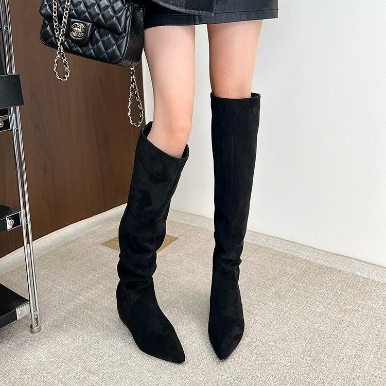 

Maillard Boots Women s New Skinny Brown Small Man Inner Height Over Knee High Pile Boots 35 чёрный