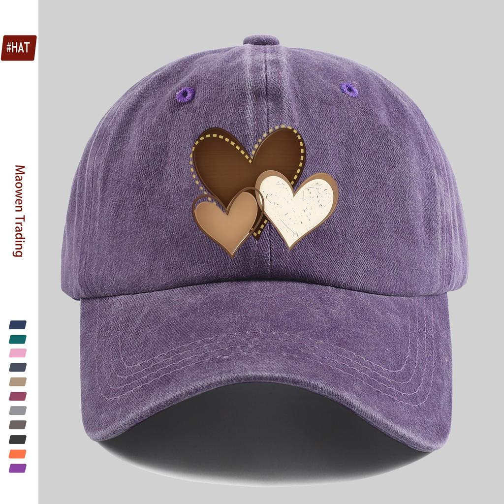 pc Multicolor Heart Print Baseball Cap Fashion Casual Printed Design Golf Hat Home Leisure Decor Hat Comfortable Lightweight