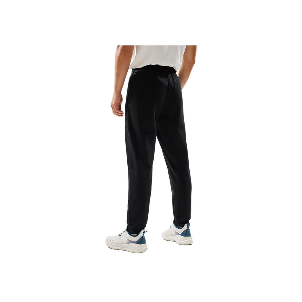 Li Ning Fitness Series Solid Color Comfortable Quick-Dry Knitted Sports Pants Men Bottoms Black AKLU147-1