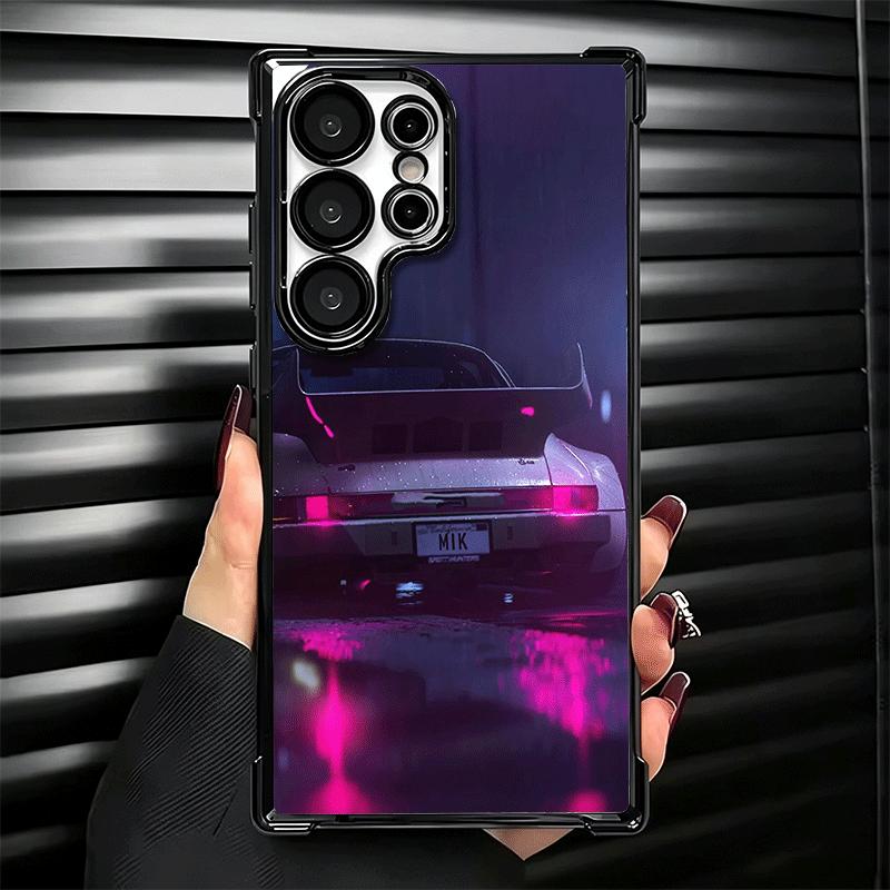 Sports Car RWB Cool Plating Phone Case For Samsung Galaxy S24 S25 FE S26 Edge S23 Ultra S22 S21 Plus S20 Anti-Fall Airabag Cover