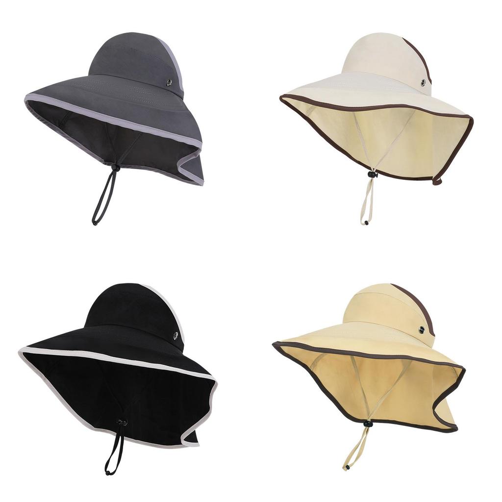 Outdoor Sun Hat Women Summer Wide Brim Floppy Cap With Neck Shade For Sun Protection And Fashion