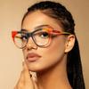 Unisex Fashion High Definition Anti-Blue Light Cat Eye Reading Glasses Trendy Colorblocking Framed Distant Vision Glasses To+4.0