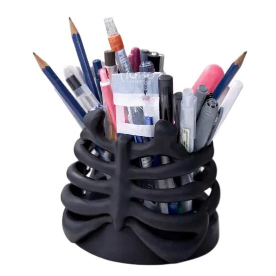 Ribcage Pen Holder Gothic Makeup Brush Holder 3D Printed Anatomy-Themed Skull Pen Holder Desktop Organizer for Vanity Desk Office Room Decor