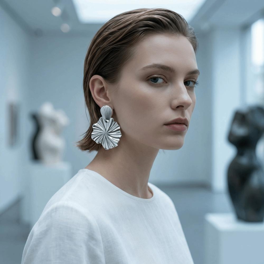 Zink Zinklegierung Lotusblatt Ohrringe Goldfarbe Hängeohrringe Elegante Geometrische Ohrhänger Hochzeit