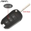 Jingyuqin Flip Remote Car Key 433MHz 4A HITAG AES Chip For Peugeot Expert 308 3008 2016+ Citroen C4 Cactus 2014- HU83 3 Buttons