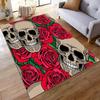 "Skull and Red Rose Printed Carpet with Gothic Art Design" Suitable for use as an anti-slip for living room bedroom sofas