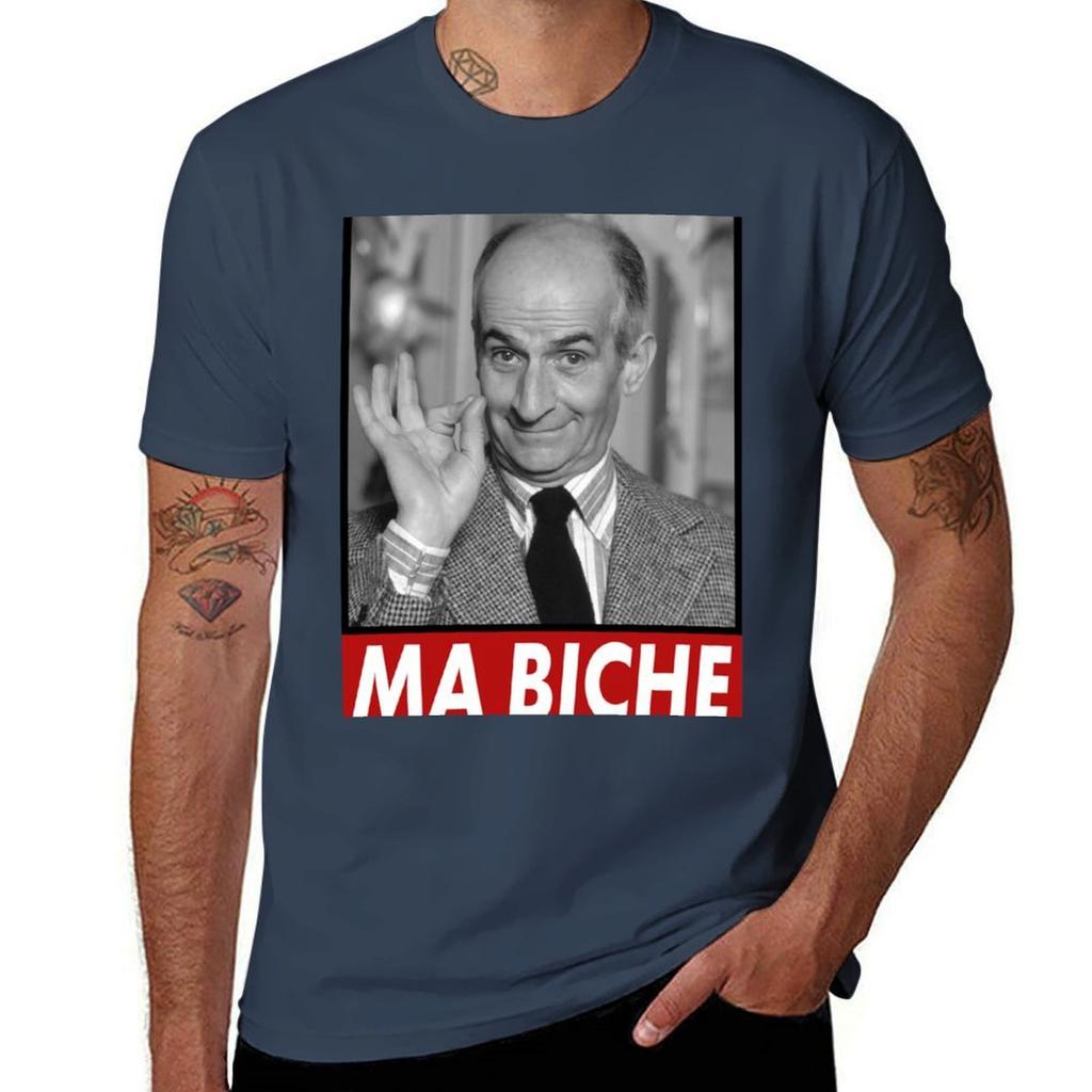 Louis de Funes Ma Biche Design Maglietta Casual Morbida Cotone Manica Corta