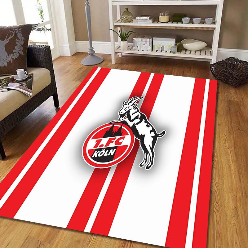 1. Tappeto Quadrato a Fantasia Flanella FC Köln, Tappeto da Area, Tappeto per Soggiorno Camera da Letto Divano Sala Giochi Decorazione, Tappetino Antiscivolo