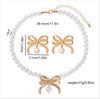 Accessories Fashion Imitation Pearl Beaded Necklace Set Light Luxury Alloy Bow Clavicle Chain