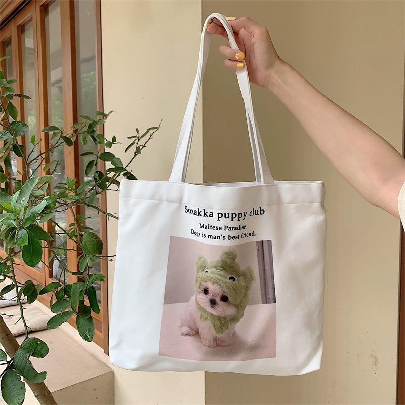 Large capacity tote bag women's new cartoon printed handbag shopping bag mommy canvas shoulder