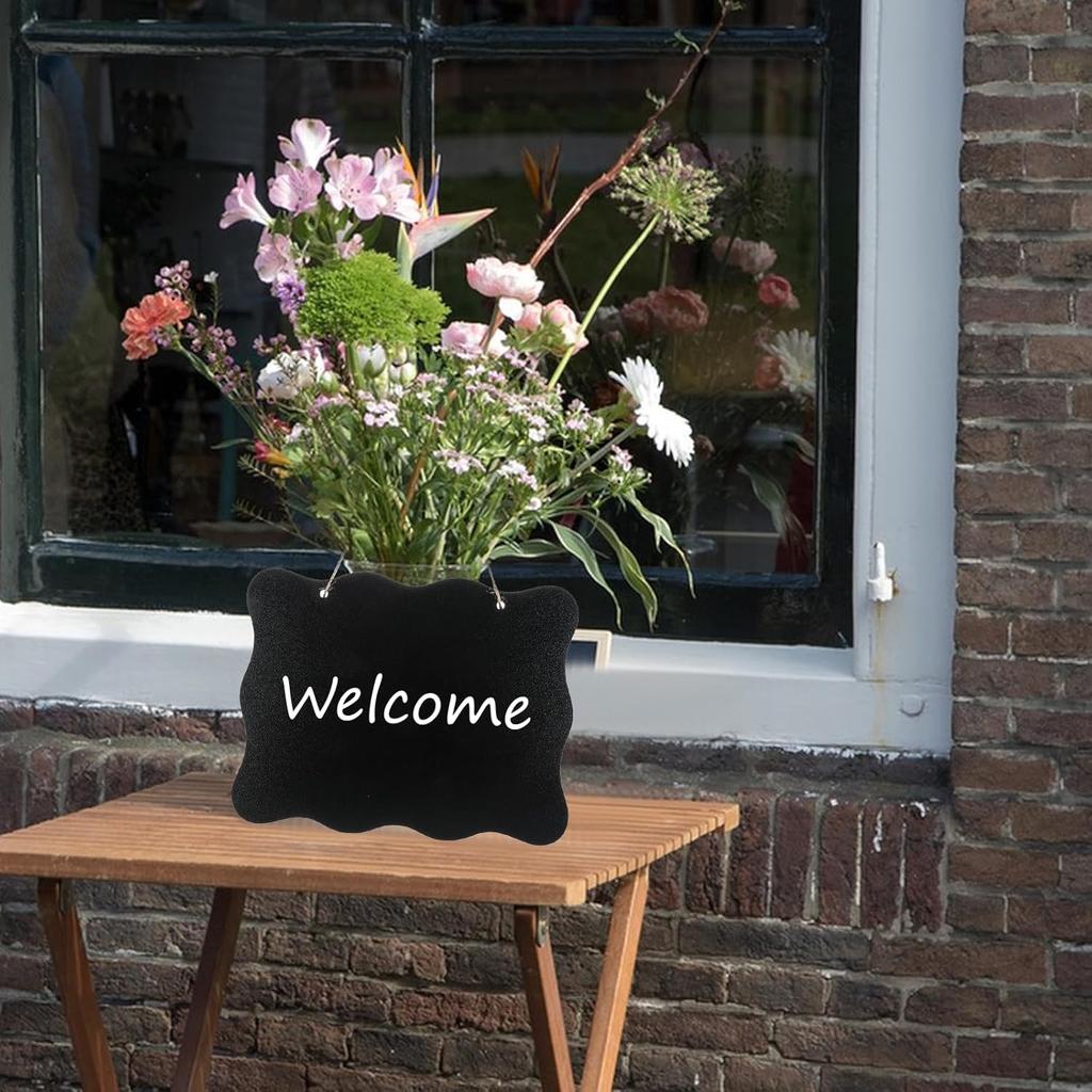 2 PCS Double Sided Hanging Chalkboard Signs, 8x10 Inch Small Wooden Erasable Memo Message Board, Vintage Chalk Board Sign with Hanging String for