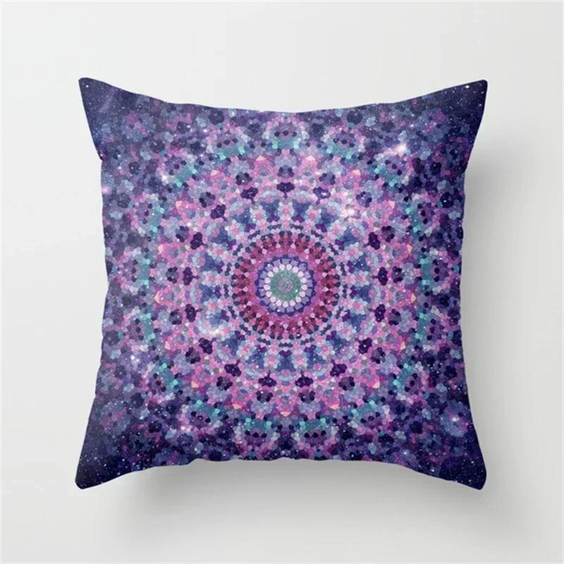 2024 Galaxy INS Wind Purple Geometric Moon Print Pillowcase Living Room Office Sofa Cushion Cover Waist Pillowcase 45*45CM