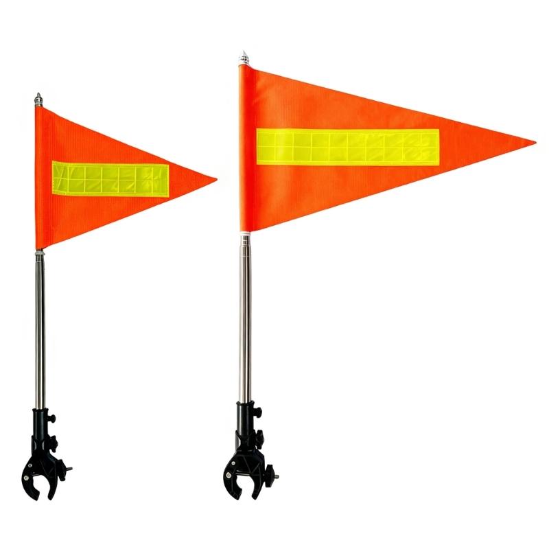 Reflective Golf Cart Flag with Extendable Mast, Fast Mount Base and Bright Marker for Outdoor Visibility Travel