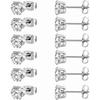 6 Paires Boucles d'Oreilles Clous Zirconium Cubique 8mm Ensemble Boucles d'Oreilles Acier Inoxydable 316L pour Femmes Hommes, Argenté