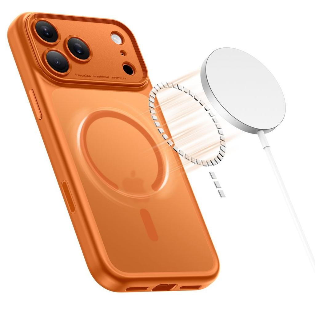 Skyddande fodral case för iPhone 17 Pro Max Magpeak Magsafe CC - matt orange