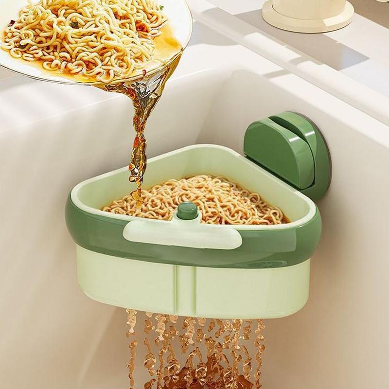 Sink Strainer Basket,Suction Cup Press Sink Drainer Basket,Automatic Dumping Sink Strainer Basket,Faucet Sponge Storage Rack