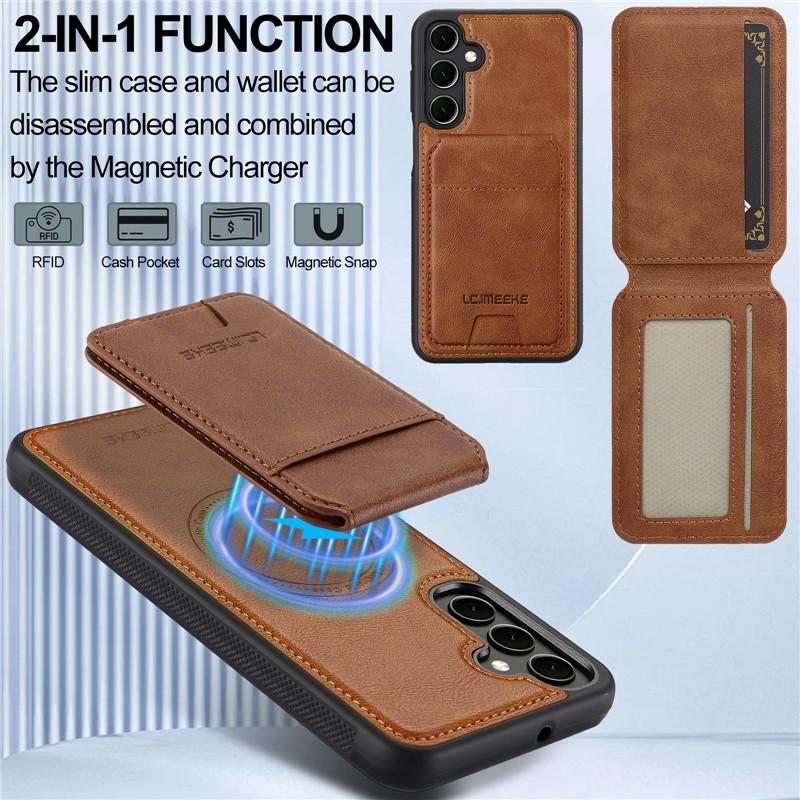 Magsafe Magnetic Flip Leather Phone Case for Samsung Galaxy S25 FE S24 Ultra S23 S22 Plus S21 A17 5G A56 A36 A16 A55 A35 A15 A54 A14 Wallet Card Cover