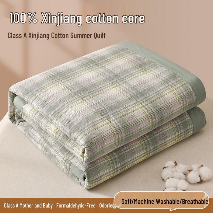 New A-Type 100% Pure Xinjiang Cotton Summer Quilt – Machine Washable Air Conditioning Comforter for Students