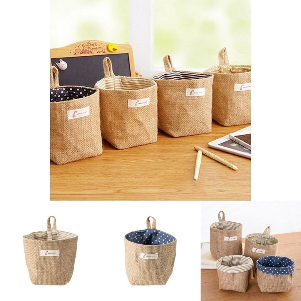 Versatile Cotton Linen Hanging Mini Storage Basket For Effective Home Organization Box