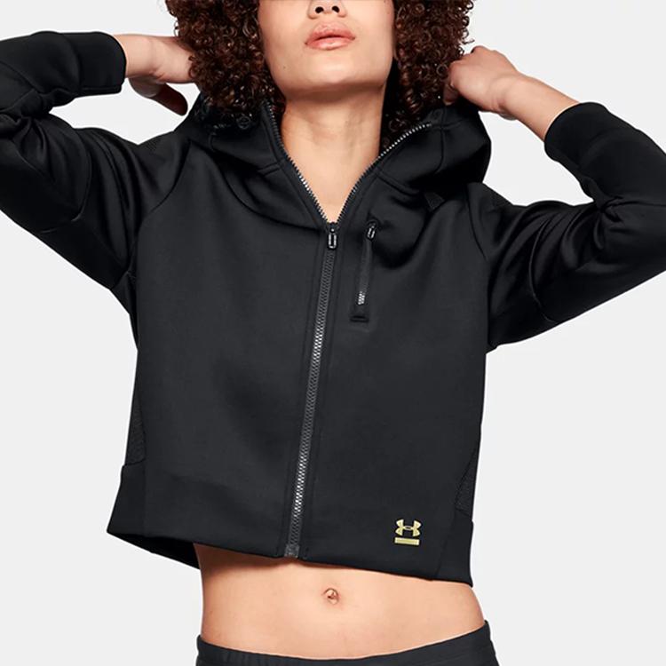 Under Armour Perpetual Short Casual Sports Hoodie Women hoodies Black 1314255-001